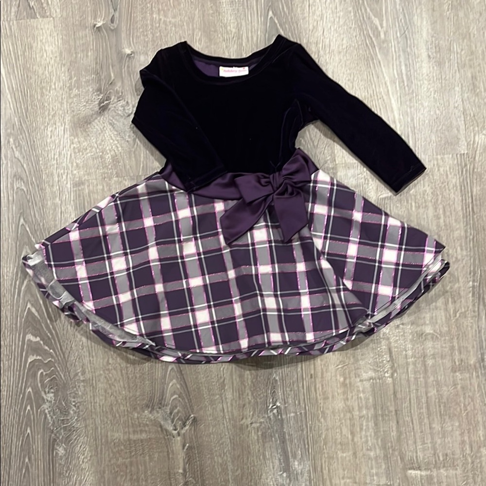 Ashley Ann Purple Plaid Kids Casual Dress